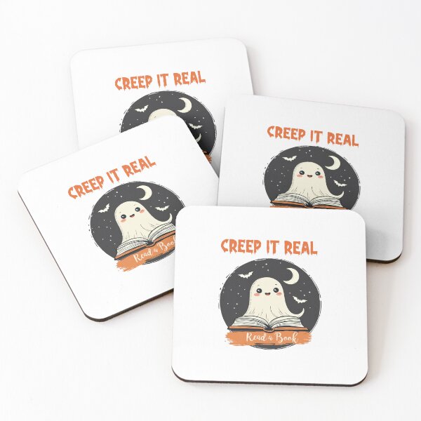 Item preview, Creep It Real Read A Book Cute Halloween Ghost Bookworm Graphic Design designed and sold by PixelDockStudio.