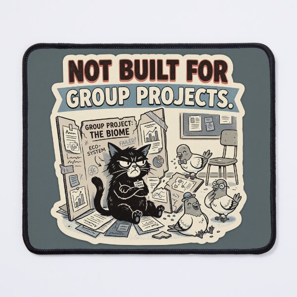 Item preview, Not Built for Group Projects | Grumpy Black Cat Humor designed and sold by DmaarGroup.
