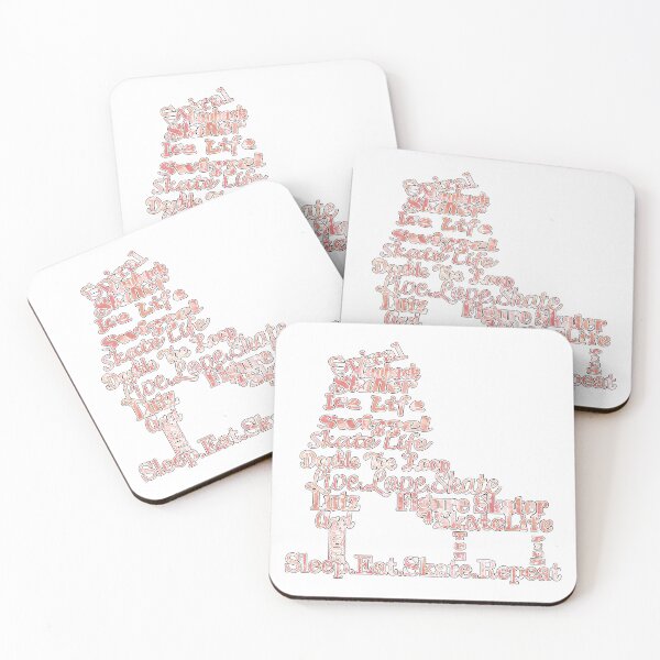 Item preview, Figure Skate- Skate Terms in Coral and White  Fluid Paint Pour Design- Great for Figure Skating Gifts designed and sold by Purposely Designed.