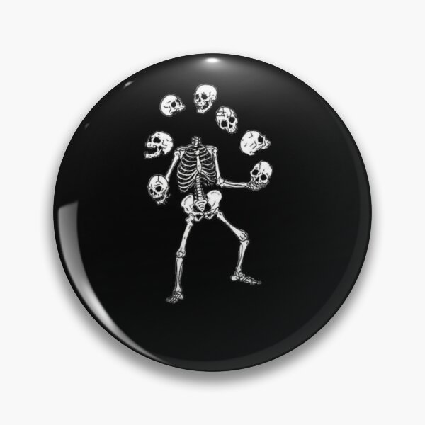 Item preview, Juggling Skeleton with Multiple Skulls - Gothic Black and White Line Art Graphic designed and sold by GrimNest.