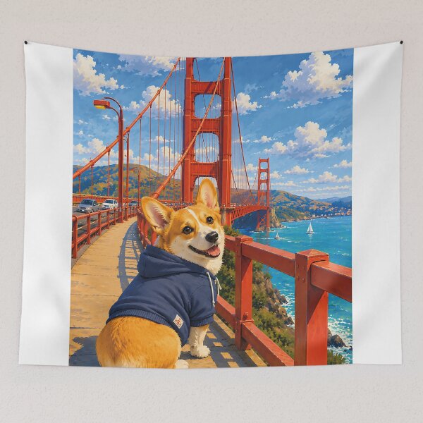 Item preview, Corgi on the Golden Gate Bridge. designed and sold by Nomad-Paws.