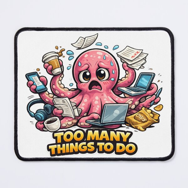 Item preview, Cute Octopus Too Many Things To Do Sticker designed and sold by Herodestroyer.