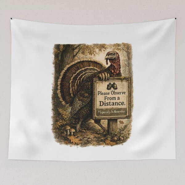 Item preview, Please Observe From a Distance Especially In November - Funny Thanksgiving Turkey Birdwatching designed and sold by Neurospicy Trolls.