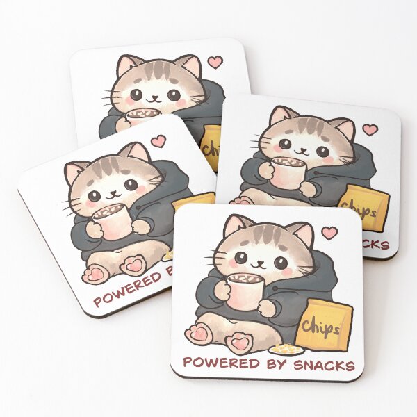 Item preview, Powered By Snacks Cute Cat Coffee designed and sold by MariaTsy.