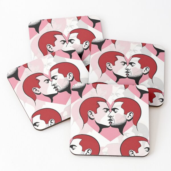 Item preview, Gay Couple Kiss Red Hair Pink Heart Seamless Pattern designed and sold by ZhivanCrimson.