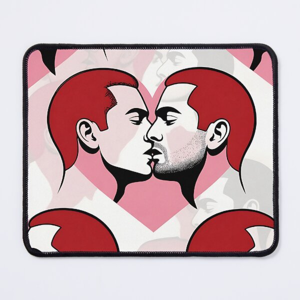 Item preview, Gay Couple Kiss Red Hair Pink Heart Seamless Pattern designed and sold by ZhivanCrimson.