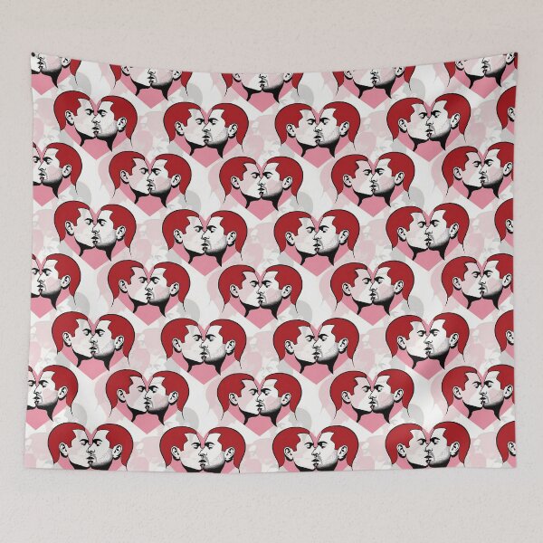 Item preview, Gay Couple Kiss Red Hair Pink Heart Seamless Pattern designed and sold by ZhivanCrimson.