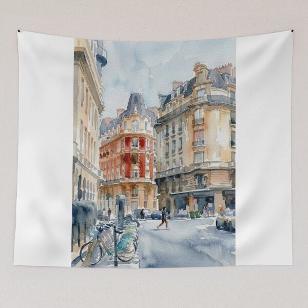 Item preview, Paris Watercolor Haussmann Street Scene designed and sold by caracatita75.