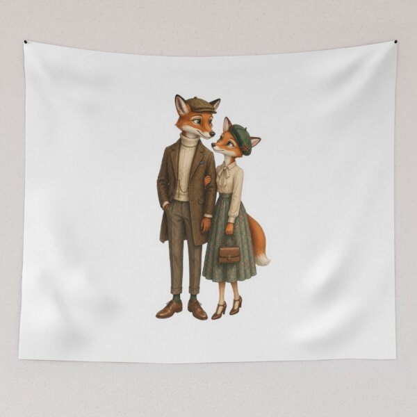 Item preview, Elegant Woodland Fox Couple designed and sold by Snurly.
