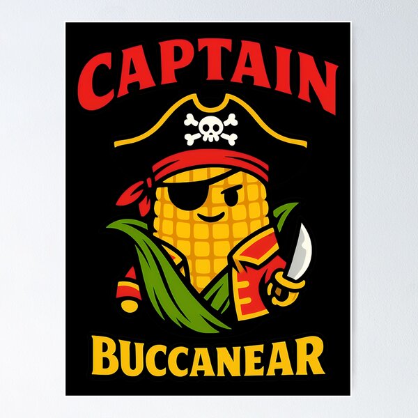 Item preview, Captain Buccanear Funny Pirate Corn Pun Shirt designed and sold by TeeTimeTreasure.