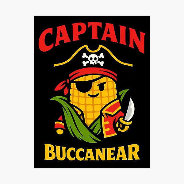 Item preview, Captain Buccanear Funny Pirate Corn Pun Shirt designed and sold by TeeTimeTreasure.