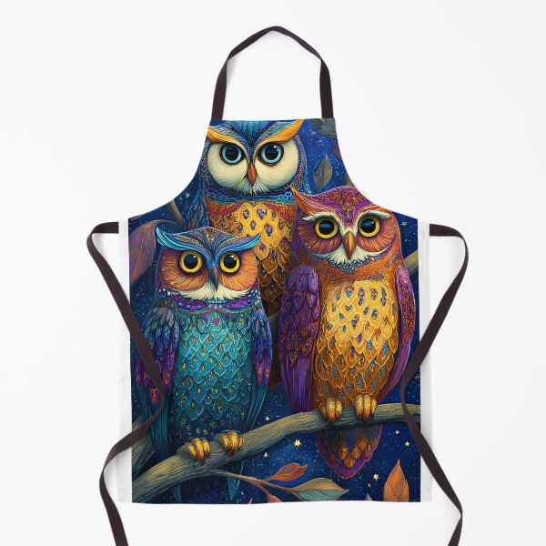 Item preview, Colorful Majestic Owls Against Starry Background designed and sold by Artessie.