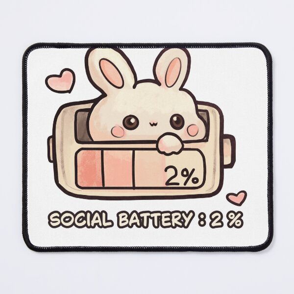 Item preview, Social Battery 2% Cute Bunny Sticker designed and sold by MariaTsy.