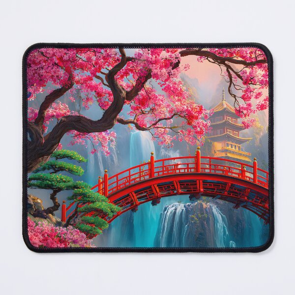 Item preview, Serene Blossom Bridge in Vibrant Nature Landscape designed and sold by Artessie.