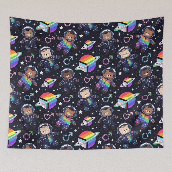 Item preview, Cute Astronaut Teddy Bears Pride Space Seamless Pattern designed and sold by ZhivanCrimson.