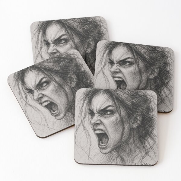 Item preview, Primal Scream Sketch Art-Wild Emotion Portrait  designed and sold by PiotrMenesh.