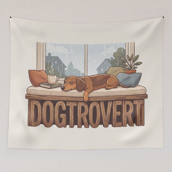 Item preview, Cozy Dogtrovert Dachshund Rainy Window designed and sold by MythicCotton.