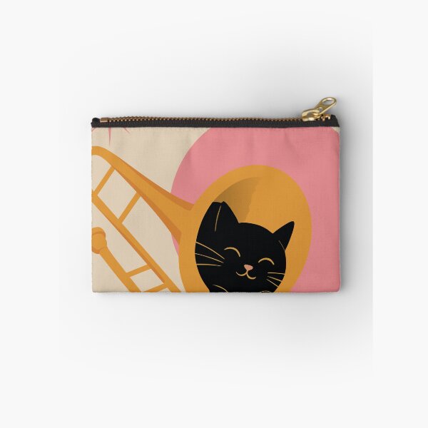 Item preview, Cute Black Cat in Trombone | Bauhaus Jazz Art | Mid-Century Modern Music Print | Minimalist Cat Lover Print designed and sold by Studio pod Burom.