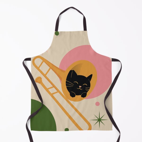 Item preview, Cute Black Cat in Trombone | Bauhaus Jazz Art | Mid-Century Modern Music Print | Minimalist Cat Lover Print designed and sold by Studio pod Burom.