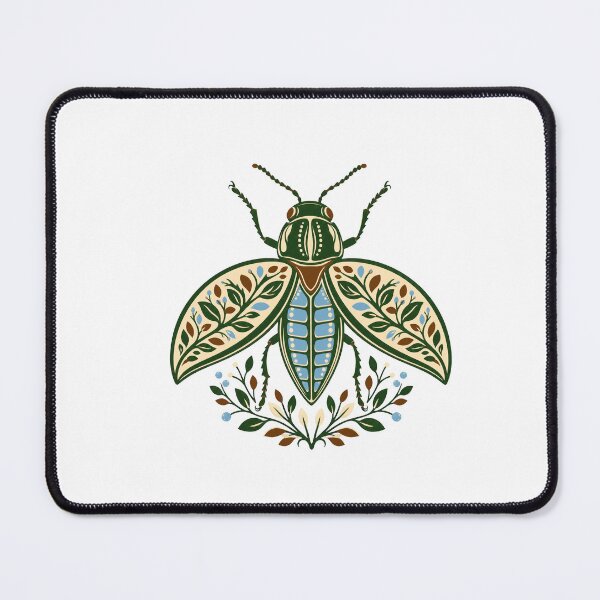 Item preview, Folk Art Beetle Botanical Wings Nature Print designed and sold by BoyleDesignShop.