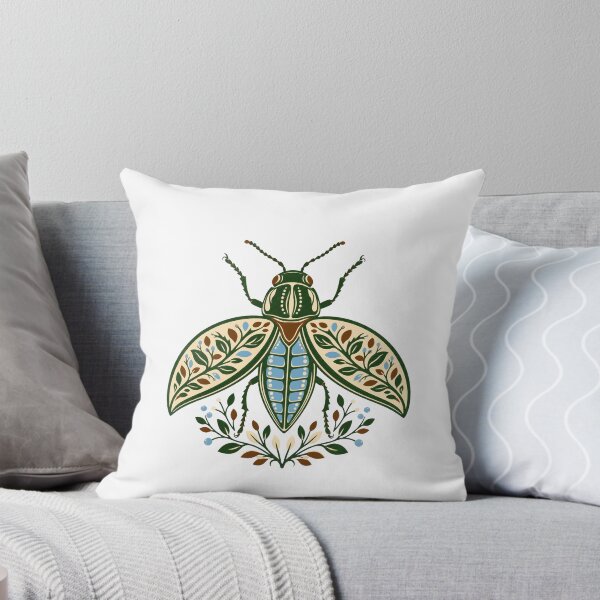 Item preview, Folk Art Beetle Botanical Wings Nature Print designed and sold by BoyleDesignShop.