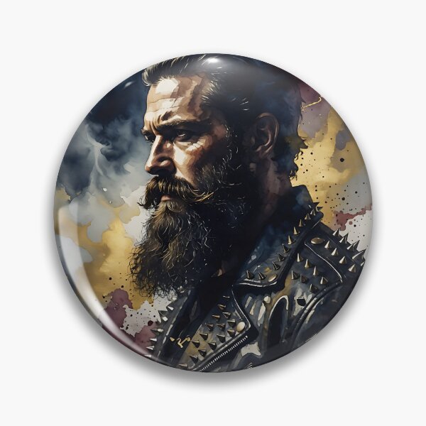 Item preview, Rugged Bearded Man Leather Jacket Watercolor Portrait designed and sold by ZhivanCrimson.