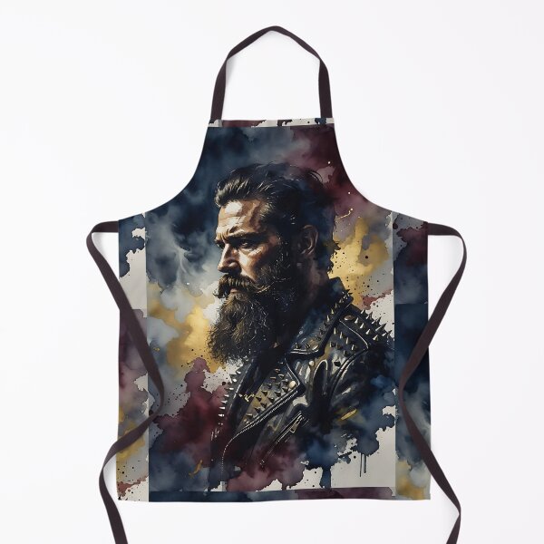 Item preview, Rugged Bearded Man Leather Jacket Watercolor Portrait designed and sold by ZhivanCrimson.