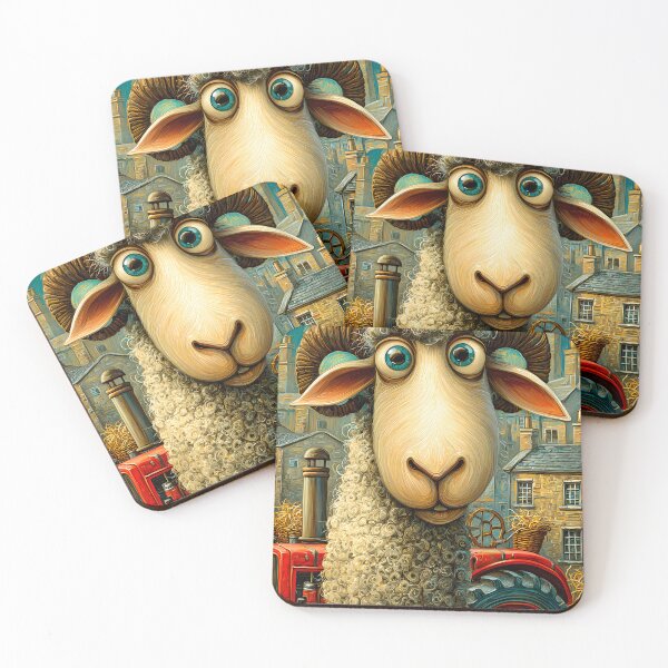 Item preview, Charming Whimsical Sheep on a Vintage Tractor Scene designed and sold by Artessie.