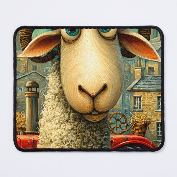 Item preview, Charming Whimsical Sheep on a Vintage Tractor Scene designed and sold by Artessie.