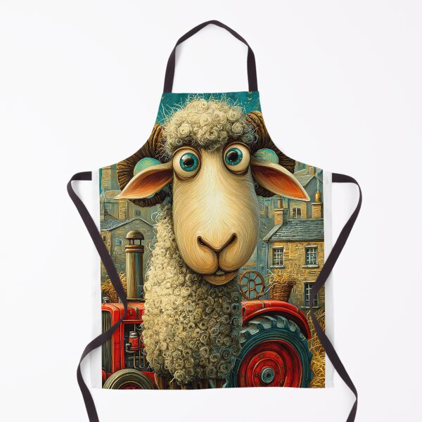 Item preview, Charming Whimsical Sheep on a Vintage Tractor Scene designed and sold by Artessie.