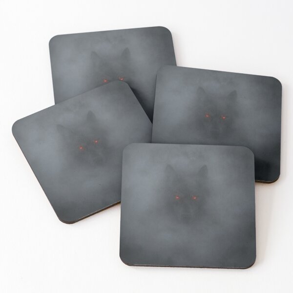 Item preview, Black Wolf in the Fog with Glowing Red Eyes designed and sold by naturalsurvival.