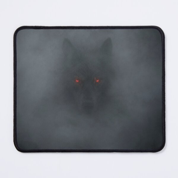 Item preview, Black Wolf in the Fog with Glowing Red Eyes designed and sold by naturalsurvival.