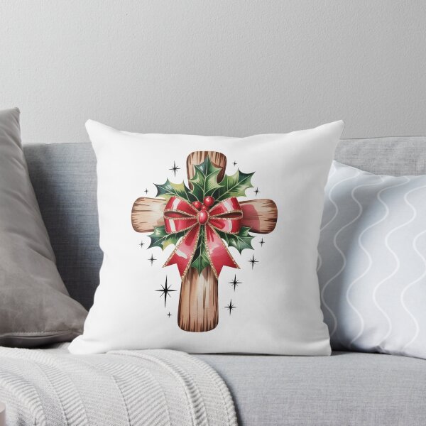 Item preview, Festive Cross with Holly and Ribbon designed and sold by jkrphoto.