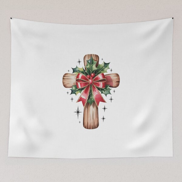 Item preview, Festive Cross with Holly and Ribbon designed and sold by jkrphoto.
