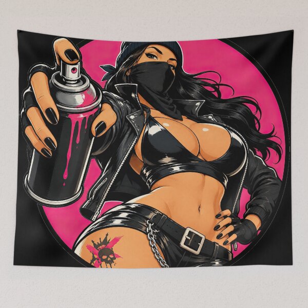 Item preview, Female Graffiti Artist Street Art Spray Paint designed and sold by obstinator.