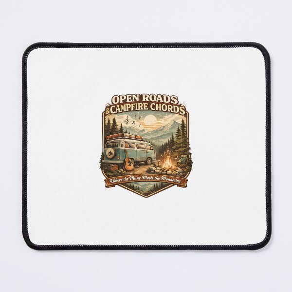 Item preview, Road Trip T-Shirt — "Open Roads & Campfire Chords" Vintage Van Camping Tee designed and sold by drkaya.