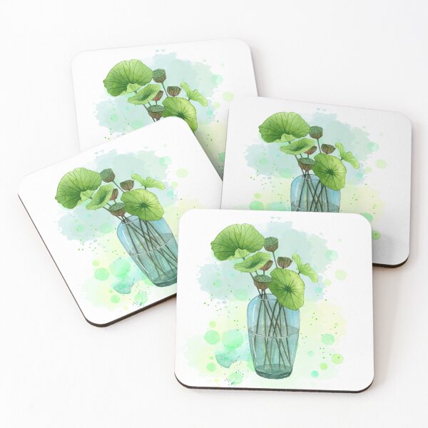 Item preview, Vintage Botanical Watercolor – Green floral in Glass Vase designed and sold by MarcelooArt.