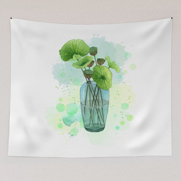 Item preview, Vintage Botanical Watercolor – Green floral in Glass Vase designed and sold by MarcelooArt.