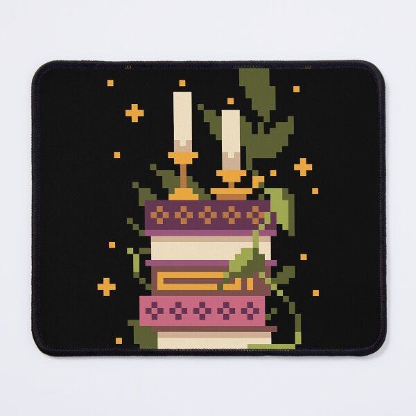 Item preview, Pixel Art - Stack of books with candles and leaves designed and sold by Ellen Wilberg.