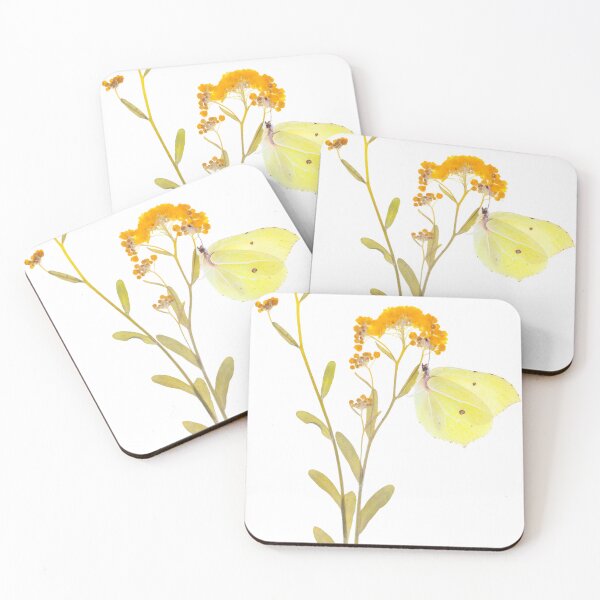 Item preview, Pressed Yellow Butterfly & Golden Wildflowers Herbarium Art designed and sold by Catrinann.