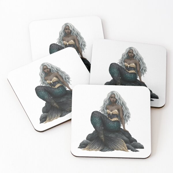 Item preview, Dark mermaid with silver hair fantasy ocean art designed and sold by olenapetol.