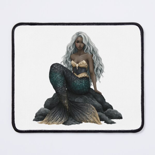 Item preview, Dark mermaid with silver hair fantasy ocean art designed and sold by olenapetol.