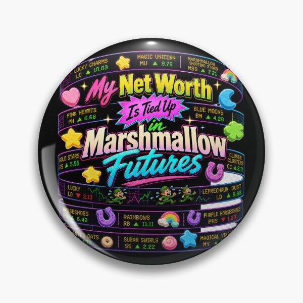 Item preview, Marshmallow Futures Neon Retro Finance Tee designed and sold by CerealBoxInk.