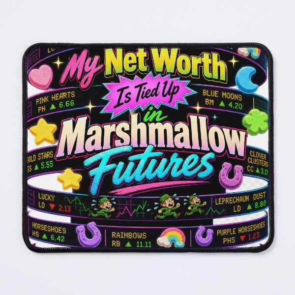 Item preview, Marshmallow Futures Neon Retro Finance Tee designed and sold by CerealBoxInk.
