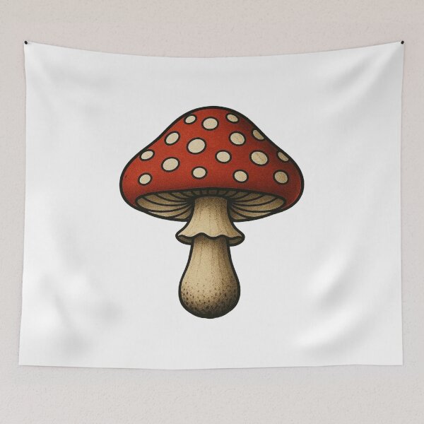 Item preview, Vintage Traditional Tattoo Style Red Amanita Mushroom designed and sold by resomrazimkul15.