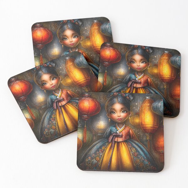 Item preview, Colorful Lanterns and a Beautiful Figure in Hanbok designed and sold by Artessie.