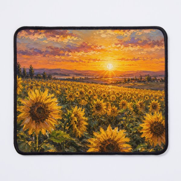 Item preview, Golden sunflower field at sunset, hand drawn, created by AI designed and sold by ArcaneVisionArt.