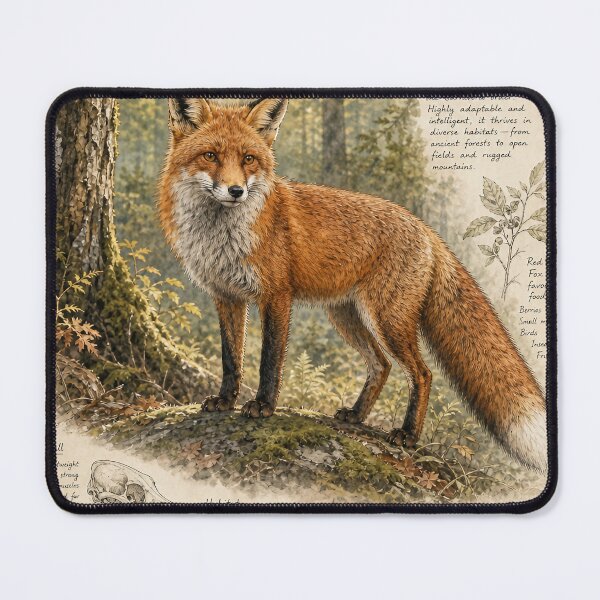 Item preview, Red Fox Naturalist Illustration, Vintage Woodland Wildlife Art designed and sold by Jandedan.