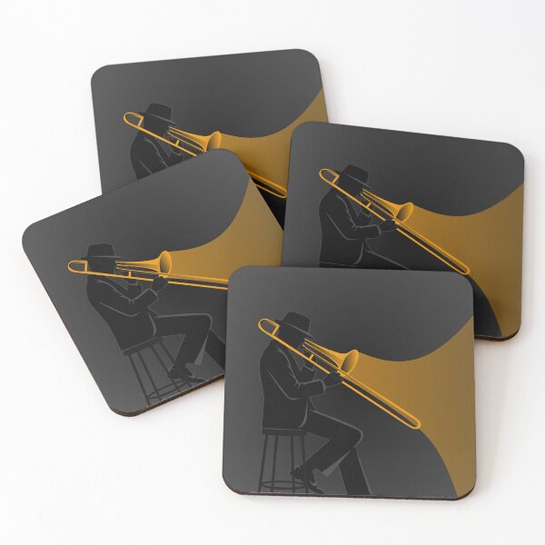 Item preview, Minimalist Jazz Trombone Player | Golden Brass Silhouette | Modern Music Art | Contemporary Jazz Print designed and sold by Studio pod Burom.