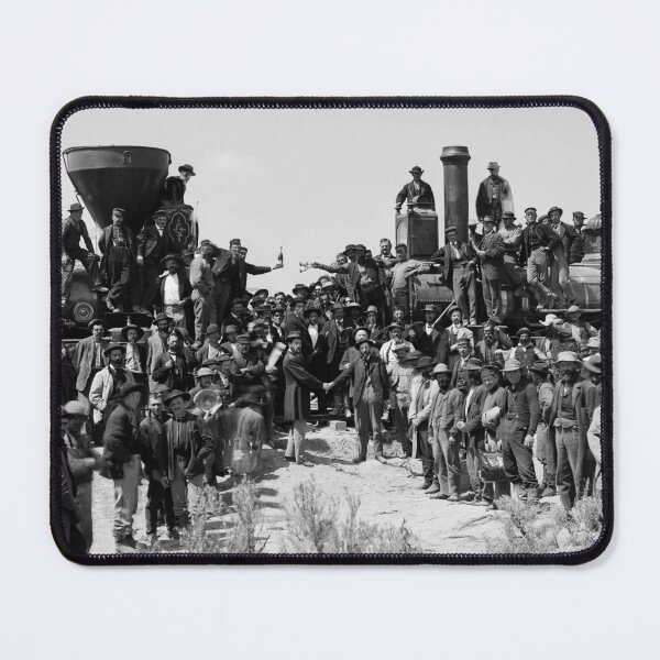 Item preview, Vintage East And West Shaking Hands At The Laying Of Last Rail Union Pacific Railroad, 1869 black and white photograph designed and sold by Astrid Arkhangelsky.